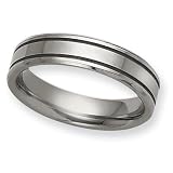 Tungsten Wedding Bands Grooved Flat 6mm Polished Finish Comfort Fit (Size 7 to 13)