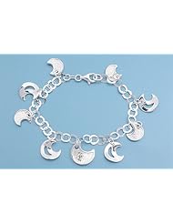 Sterling Silver Italian Bracelet With Charms - Moon