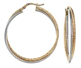 14K Italian Two Tone Gold Twist Hoops