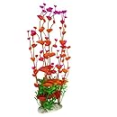Jardin Plastic Leaves Plant Decoration for Aquarium, 13-Inch, Magenta/Orange/Red