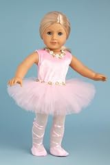 Prima Ballerina - 3 piece ballerina outfit includes pink leotard with tutu, white tights and ballet shoes - 18 Inch Doll Clothes