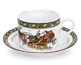 Portmeirion A Christmas Story Teacups and Saucers, Set of 4