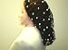 S156bb, Hand Crocheted Black Rayon, Cotton Gimp Large Snood with White Beads for Women