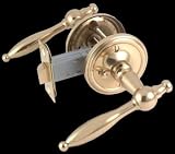 2 3/4 inch Tapered Lever Handle Privacy Set - Bright Solid Brass