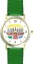 Hanukkah Candle Holder or Chanukia Judaica Jewish Theme - WATCHBUDDY� DELUXE TWO-TONE THEME WATCH - Arabic Numbers - Green Leather Strap-Size-Large ( Men's Size or Jumbo Women's Size )