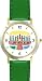 Hanukkah Candle Holder or Chanukia Judaica Jewish Theme - WATCHBUDDY&reg; DELUXE TWO-TONE THEME WATCH - Arabic Numbers - Green Leather Strap-Size-Large ( Men's Size or Jumbo Women's Size )