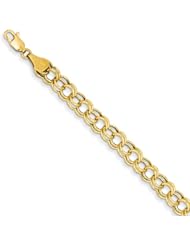 14k Hollow Double Link Charm Bracelet
