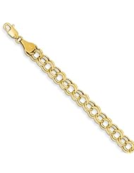 14k Hollow Double Link Charm Bracelet, Best Quality Free Gift Box Satisfaction Guaranteed