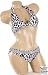 Sexy Trendy Cute Summer Black White Snow Leopard Print Halter Top Adjustable Bikini Bathing Suit Swimsuit Swimwear