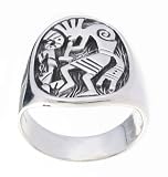 SilverBin Sterling Silver Oval Shape Kokopelli Design Band Ring