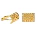 Jewelry : Vermeil (24k Gold over Sterling Silver) Simulated Diamond cz Curved Wheat Rectangle Cuff Links Cufflink