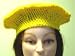 B305by, Hand Crocheted Bright Yellow Gimp Beret for Women and Teens. Image