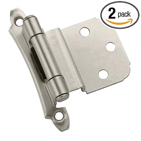 Amerock BP7928-G10 3/8-Inch Inset Face Mount Modern Self Closing Hinge, Satin Nickel, 2-Pack