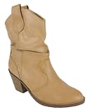 Jury! By Soda Western Cowboy Low Heel Ankle Boots in Blonde