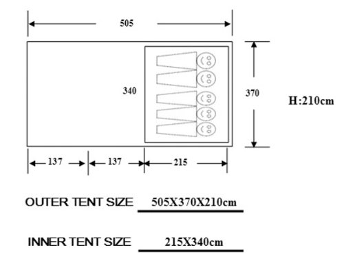Skandika Tente Gotland 5 505 x 370 cm Gris