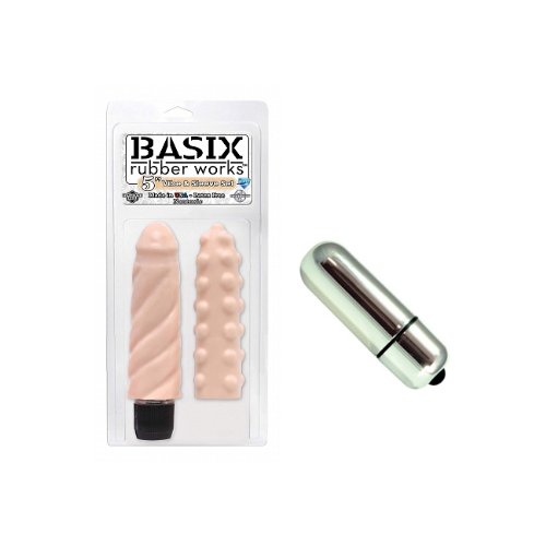 Pipedream Products Basix Rubber Works - 5 Inch Vibe and Sleeve Set Adult Sex Toy Kit