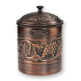 <b>Antique Embossed Copper Cookie Jar</b>