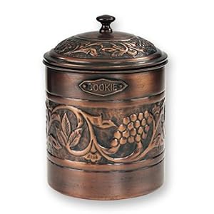 Antique Embossed Copper Cookie Jar by