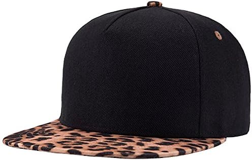 Unisex Hip Hop Punk Dance Canvas Leopard Flat Brim Snapback Baseball Cap Hat