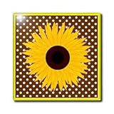 Bright Sunflower - Yellow with Brown Polka Dots - 4 Inch Glass Tile