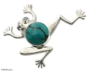Turquoise Brooch, 'Tree Frog Song' 1.8" W 1.4" L