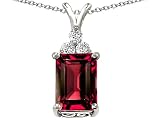 8.65 cts 925 14k Gold Plated Silver Genuine Lab Created Ruby Pendant - 14kt White Gold