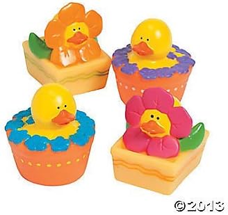 Set of 4 Spring Flower Garden Rubber Ducks DUCKYS Duckies
