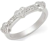 14k White Gold Diamond 3 Heart Ring (1/5 cttw, H-I Color, SI1-SI2 Clarity)