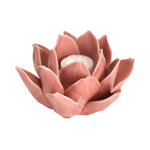 Lazy Susan Ceramic Flower Candleholder Rose