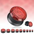 Black Acrylic Double Flat Flare Screw Fit Plug With 'Crimson Viper' Print - 5/8" - SOLD AS A PAIR