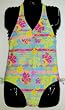 Girls Turq/Pink/Yellow Fiesta One-Piece Swimsuit by In Gear. Sizes 4/5 to 14/16.
