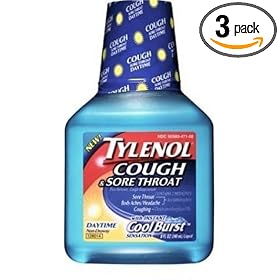 Tylenol Acetaminophen Cough and Sore Throat Daytime Liquid, 8-Ounce Bottles (Pack of 3)