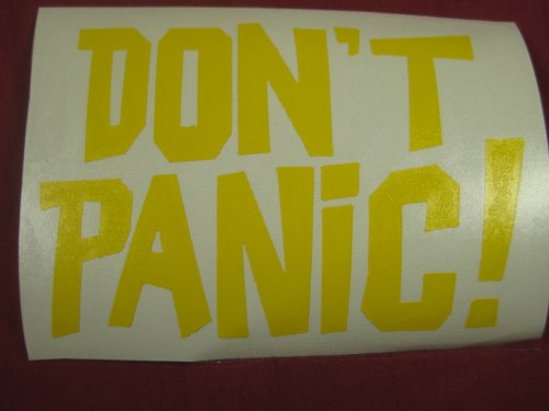 masks guy fawkes:Dont Panic! Hitchhikers guide to the galaxy Vinyl decal sticker