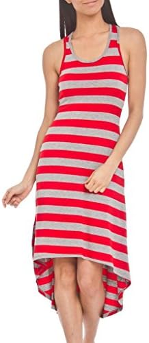 Ladies Plus Size Hem Dress (GD505DX) (Grey/RED) 1X