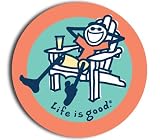 LIFE IS GOOD ADIRONDACK CHAIR ROUND STICKERS (PACK OF 2) PERFECT FOR SPREADING CHEER AND OPTIMISM!