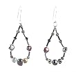 Earrings - E306 - Bugle Beads, Fire Polished Glass Beads & Freshwater Pearls - Oval Loop ~ Purple Gray