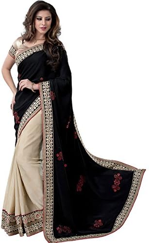 Zemi Women's Indian Velvet Designer Party Wear Saree Free Size Black