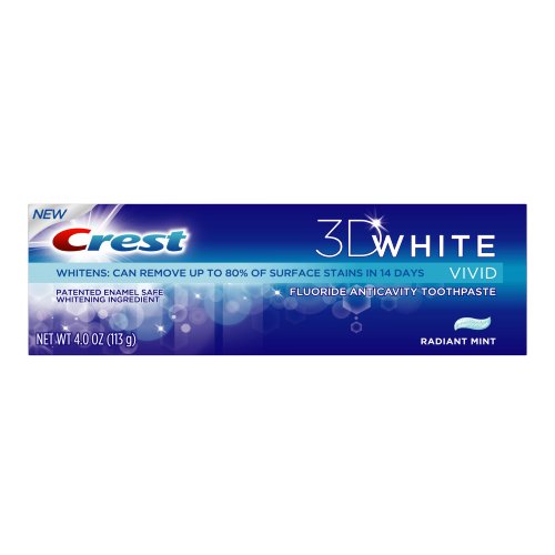 Crest 3D White Vivid Toothpaste Radiant Mint, 4-Ounce Carton (Pack of 6)