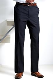Straight Leg Flat Front Trousers with Wool