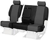 Coverking Custom-Fit Front Bench Seat Cover - Leatherette, Black-Charcoal