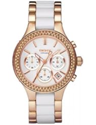 DKNY Ceramic Link Rose Gold-plated Ladies Watch NY8183