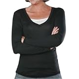 Bella Sheer Rib Long Sleeve Longer Length V-Neck T-Shirt