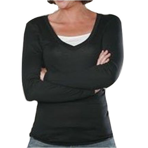 Bella Sheer Rib Long Sleeve Longer Length V-Neck T-Shirt