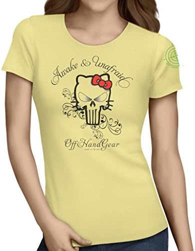 OffHand Gear Women's Junior Sweet Justice / Punisher Kitty T Shirt X Large / Fitted Pale Yellow