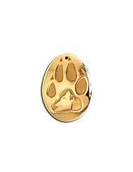 14K Yellow Gold Western Range Wolf Print Pendant. Made in USA.