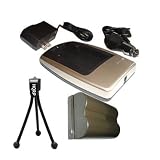HQRP Replacement {COMBO} Premium Charger Set + Battery for Canon EOS 10D 20D 300D 40D 30D 5D D30 D60 SLR Camera + HQRP Mini Tripod