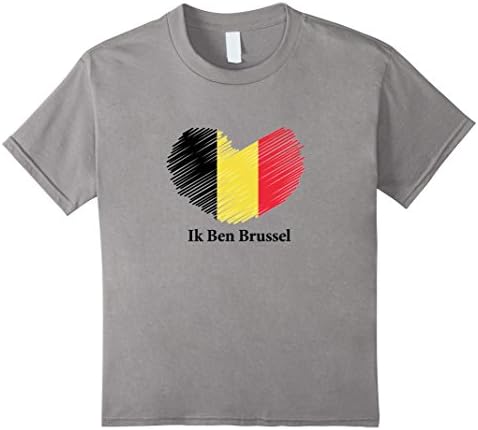 Kids Ik Ben Brussel Belgium Flag Heart Scribble Brussels T-Shirt  10 Slate