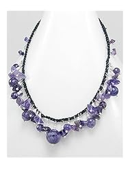 Polyester Semi GemStone Beads Necklace In Brass