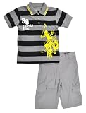 US Polo Assn Boys 2Pc Black & Gray Cargo Short Set (7)