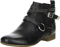 BULLBOXER Damen Ankle Boots Leder schwarz, Größe:37;Farbe:Schwarz